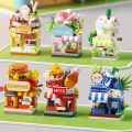 NEW DIY Hamburger Restaurant Coffee Store Flower Street View Food Building Blocks Kit Girls Bricks Movie Model Kids Toy Children. 