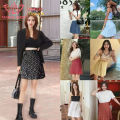 Cute lace up short skirt floral pattern Korean-style short skirt A-Line high waist skirt fashion 2022 cheap. 