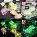Luminous Nail Glitter Sequin Polymer Clay Mixed Flower Gillter Sequin Fluorescent Flake Glow In The Nail Art Manicure Decor. 