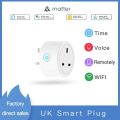 UK Matter 16A Wifi Smart Socket with Power Monitor UK Plug Home Appliance Outlet Works with Homekit Alexa  IOT Device. 