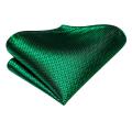 Men Fashion Solid Green Blue Necktie Handkerchief Cufflinks Set for Tuxedo Accessory Classic Silk Luxury Tie for Man .