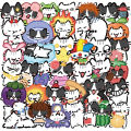 54Pcs Kawaii Colorful Cat Stickers Transparent Cat Decals For Phone Laptop Suitcase Notebook Skateboard Waterproof Stickers.