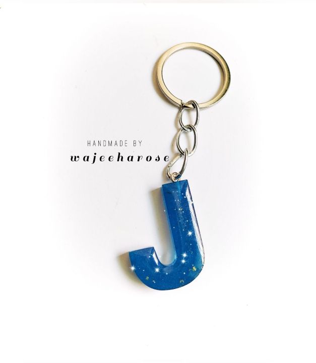 Resin keychain , Handmade custom keychain,3D letter J , Alphabet A-Z