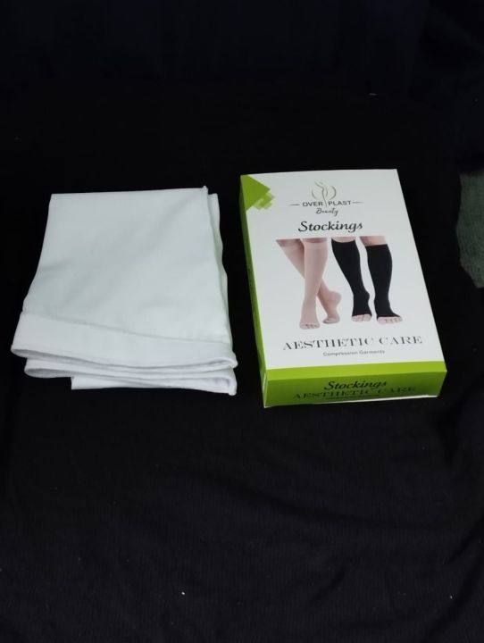 Ted Stocking Medical – LYCRA Compression Stocking, Plain Black, White Formal Style for Women (28-35 Years)