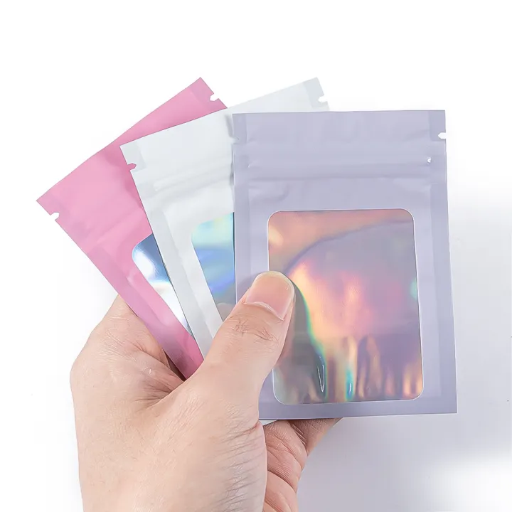 50Pcs%20Thick%20Smell%20Proof%20Mylar%20Bag%20Holographic%20Laser%20Color%20Plastic%20Packaging%20Pouch%20Jewelry%20Retail%20Storage%20Pouch%20%20Zip%20Lock%20Bag%20-%20Image%204