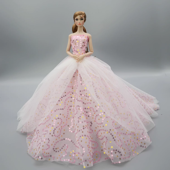 1/6%20Doll%20Luxury%20Dresses%20DIY%20Tutu%20Dress%20For%2029CM%20Princess%20Doll%20Bridal%20Tulle%20Wedding%20Dresses%20Clothing%20Long%20Tail%20Dress%20-%20Image%202