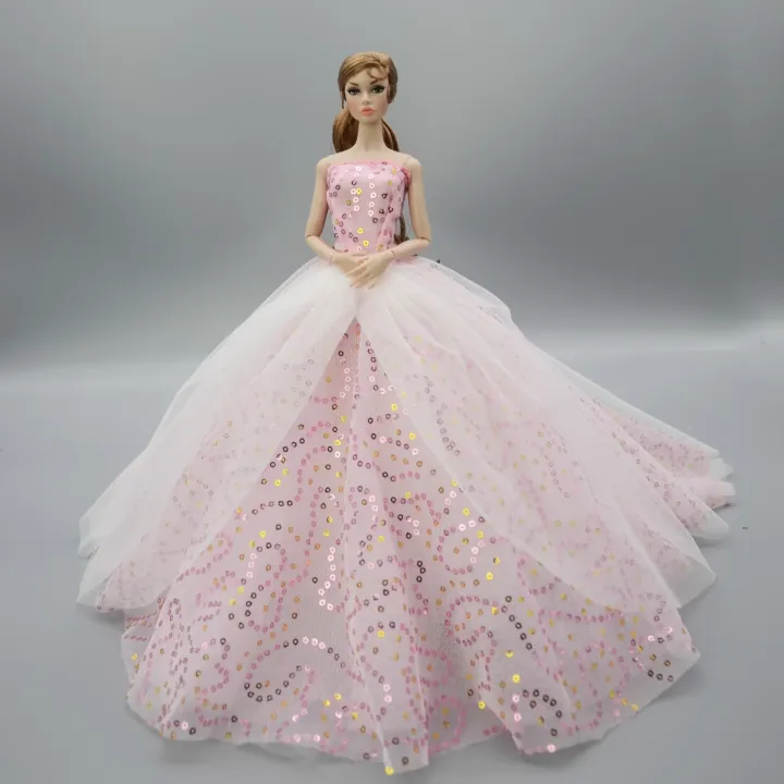 1/6%20Doll%20Luxury%20Dresses%20DIY%20Tutu%20Dress%20For%2029CM%20Princess%20Doll%20Bridal%20Tulle%20Wedding%20Dresses%20Clothing%20Long%20Tail%20Dress%20-%20Image%202