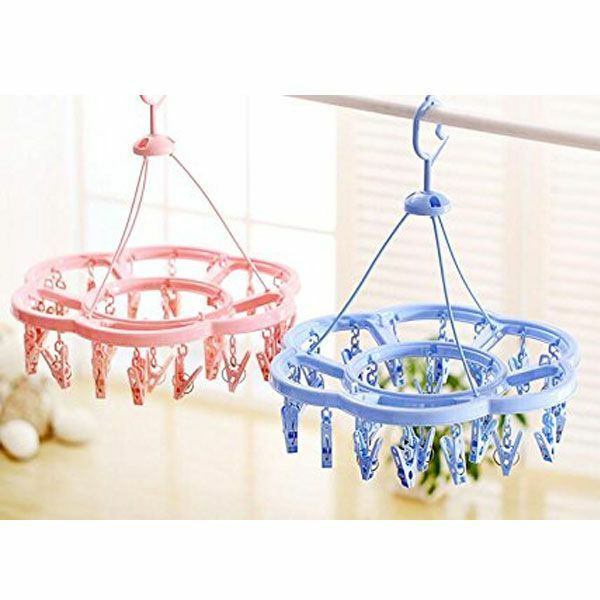 Baby Clothes Hangers 12 Clips Round Plastic Clothes Hangers