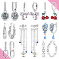 Original Earring 925 Sterling Silver Cherry Bow Pendientes For Woman Fashion Jewelry. 