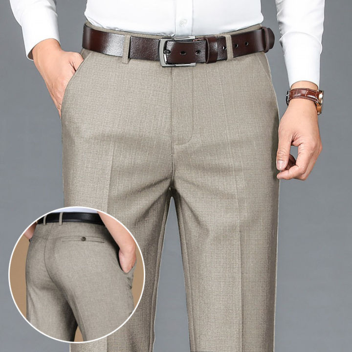 New Men's Classic Straight Leg Business Suit Pants Solid Formal ...