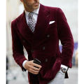 Burgundy Velvet Blazer for Men with Double Breasted Dinner Jacket Elegant Smoking Suit Coat 2023. 