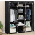 Portable Closet Wardrobe for Hanging Clothes with 2 Hanging Rods and 8 Storage Organizer. 
