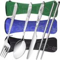 Stainless Steel Tableware Bag Washable with Zipper Cutlery Kit Case Portable Pouch For DinnerHousehold Tool Travel Camping Spoon.
