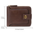 Vintage Men High Quality PU Leather Small Wallet Short Horizontal Zipper Coin Pocket Tri-fold Card Case Purse billetera hombre. 