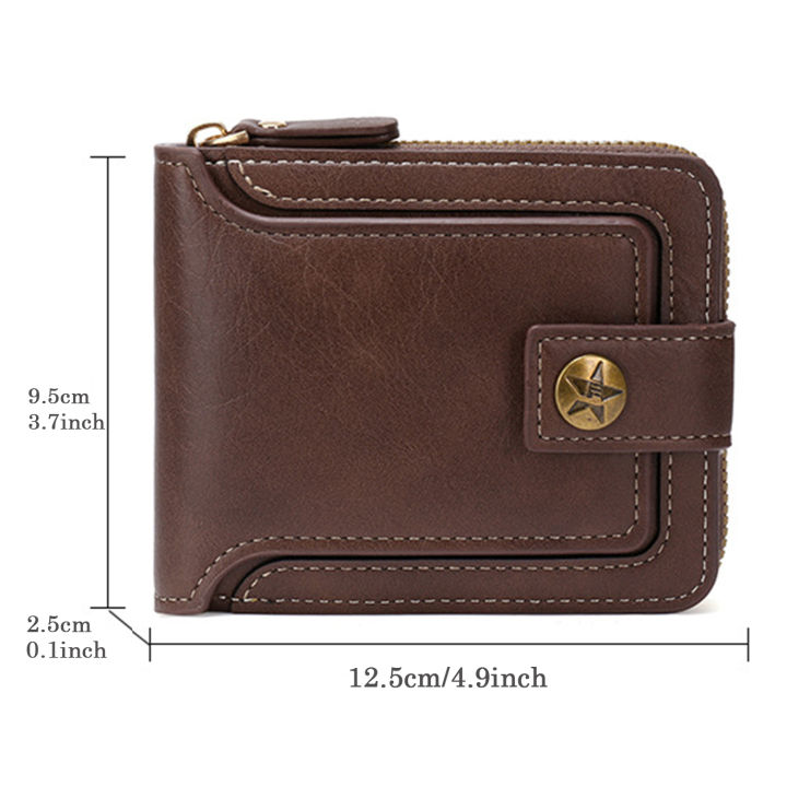 Vintage%20Men%20High%20Quality%20PU%20Leather%20Small%20Wallet%20Short%20Horizontal%20Zipper%20Coin%20Pocket%20Tri-fold%20Card%20Case%20Purse%20billetera%20hombre%20-%20Image%203