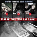 Car Ashtray with LED Light Portable Car Ash Holder Large Capacity Sealed Car Cigarette Ashtray Container Easy To Clean Universal.