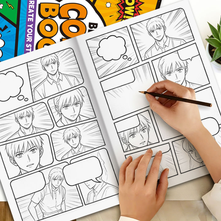Blank Comic Creation Book, 32 Pages, Multi-Template American-Style Storyboard Sketchbook, Adult Trendy Story Creation Book, Smudge-Proof Paper, DIY Creative , Inspiration Notebook for Comic Enthusiasts