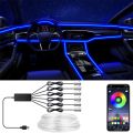 Flexible EL Wire Lights With App Control Ambient Atmosphere Strip Light Decorative Lamps 12V Car Interior Neon RGB Led Strip.