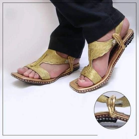 Peshawari chappal new fancy golden shoes Mianwali chapal