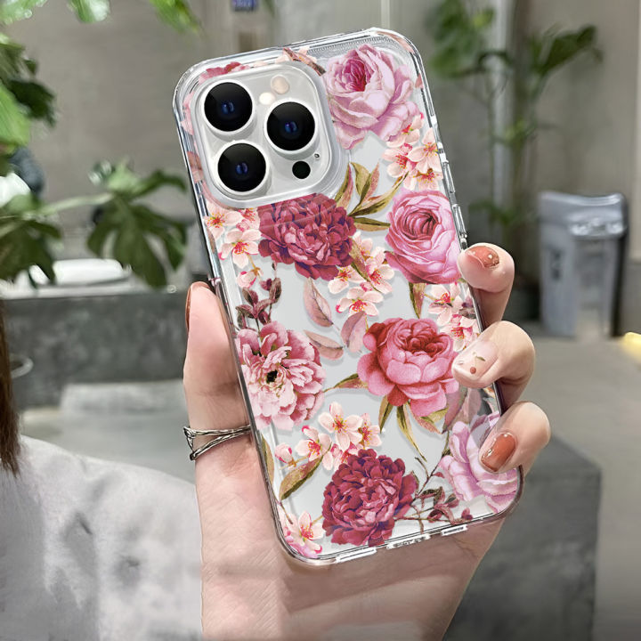 Girls%20Flower%20Transparent%20Phone%20Case%20For%20iPhone%2016%20Pro%20Case%20iPhone%2013%2011%2015%2012%2014%20Pro%20Max%2016E%20Shockproof%20Cover%20-%20Image%203