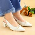 Elegant Heels with Gold Accent Stylish Slingback Sandals Chic Pointed-Toe Sophisticated Block Heel Sandals. 