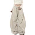 Casual Chic Sweatpant Retro Matching Oversize Women's Wide Leg Pant Low Waist Drawstring Lady Cargo Pants Y2K Hip Hop Streetwear.