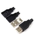10pcs Type A Male Female USB 4 Pin Plug Socket Connector With Black Plastic Cover Type-A DIY Kits. 