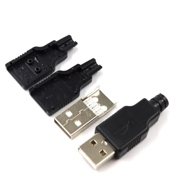 10pcs%20Type%20A%20Male%20Female%20USB%204%20Pin%20Plug%20Socket%20Connector%20With%20Black%20Plastic%20Cover%20Type-A%20DIY%20Kits%20-%20Image%204