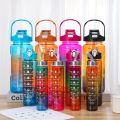Set Of 3 Sports Large Water Bottle Motivational Drinking Bottle Sports Straw Bottles With Time Marker Plastic Cups Outdoor. 