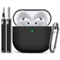 for AirPods 4 Case Cover (2024) with Cleaner Kit,Soft Silicone Protective Case for  AirPods 4th Generation Case for Women M. 