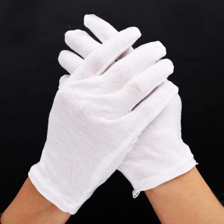 1pair White Cotton Gloves Men Formal Tuxedo Uniform Gloves Guard Parade Ceremony Costume Cosplay Coin Jewelry Butler Glove