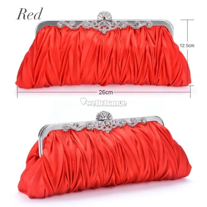 Fashionable%20and%20Vintage%20Ruched%20Satin%20Clutch%20Hand%20Bag%20with%20Silver%20Floral%20Clasp%20-%20Image%206