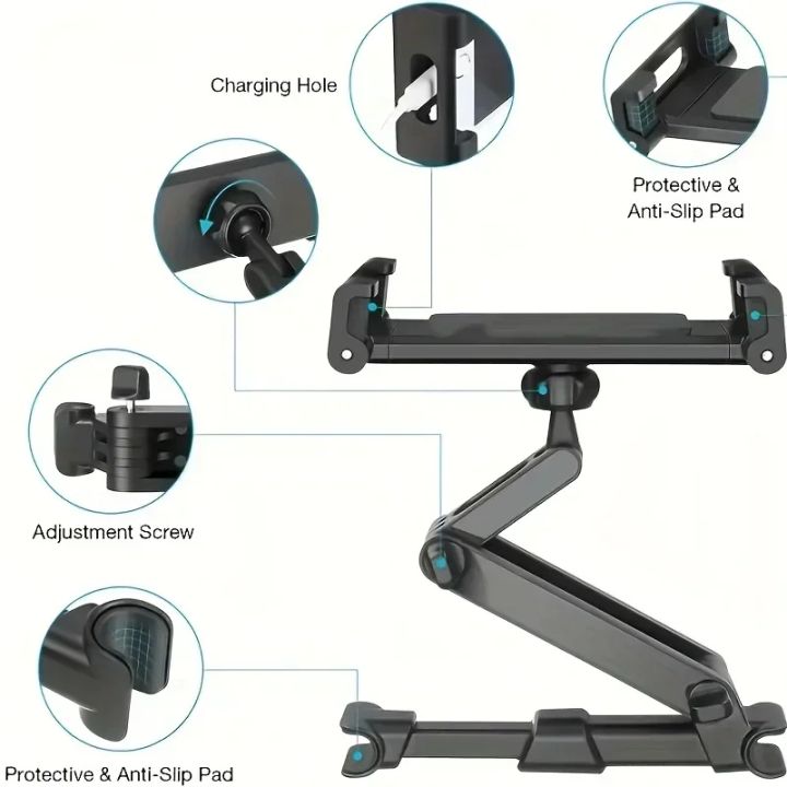 Car%20Tablet%20Holder%20Back%20Seat%20Headrest%20Mount%20For%20IPad%20Air%20Pro%204-13%20Inch%20360%20Rotation%20Rear%20Pillow%20Phone%20Clamp%20Stand%20Universal%20-%20Image%205