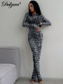 Dulzura 2024  Elegant Maxi Dress Printed Leopard Long Sleeve Dresses Women Clothes Y2K Lady Party Club Streetwear Holiday. 