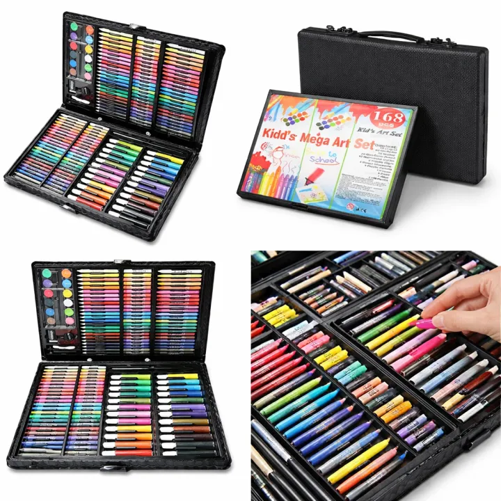 168%20Pcs%20Kids%20Mega%20Art%20Set%20%E2%80%93%20Complete%20Drawing%20&%20Painting%20Kit%20with%20Color%20Pencils,%20Crayons,%20Oil%20Pastels,%20Watercolors%20&%20Markers%20%E2%80%93%20Portable%20Art%20Box%20for%20Children%20-%20Image%202
