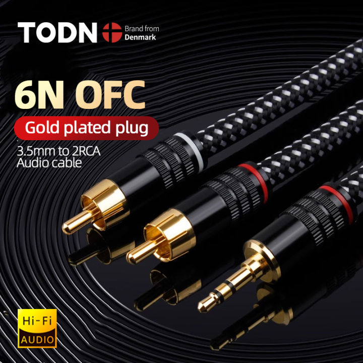 Cw Decoder Jacks TODN HIFI 6N OFC Conduct 3.5mm to 2RCA Audio Cable Gold plated Plug 3 ...