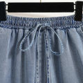 Plus Size Denim Shorts For Women 2024 Summer New Arrivals High Elastic Waist Soft Tencel Loose Blue Jeans Shorts Female Hot Sale. 