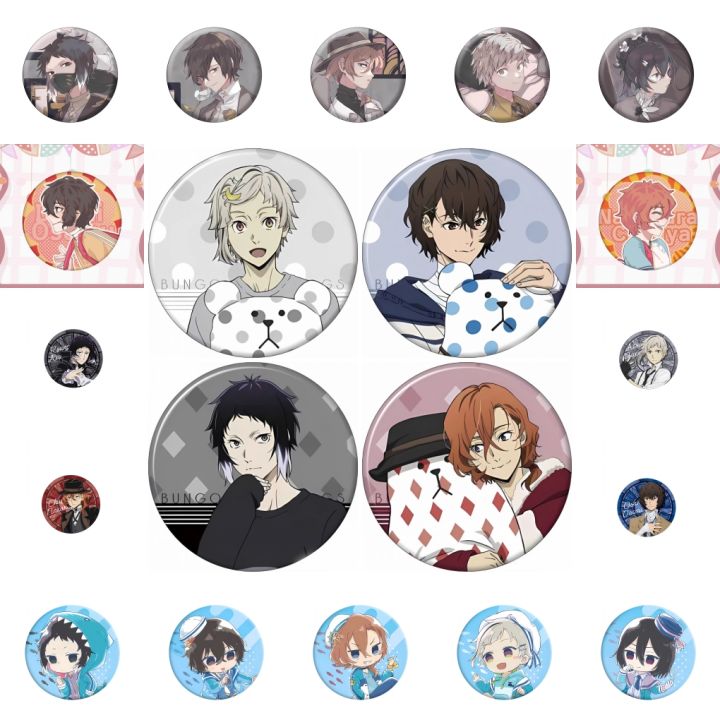 Badges Anime Bungo Stray Dogs - Lot De 6 Pins En Alliage, Formes Variées, 58mm