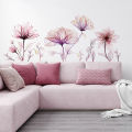 Pink Flowers Wall Stickers for Living Room Bedroom Background Wall Decor Girls's Room Home Decorative Stickers Wall Decals Mural. 