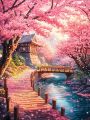 500/1000/1200/2000PCS Adult Jigsaw Puzzle Cherry Blossom House Landscape Reducing Toy Holiday Perfect for DIY Creative Fun.