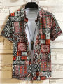Hawaii Shirts for Men 3D Paisley Graphic Short-sleeved T-shirt Casual Lapel Buttons Male Tops Summer Oversized Bohemian Man Tees.