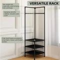 2 in 1 Corner Clothes Rack Nightstand Coat Rack Storage Bedroom Clothes Stand Organizer Night Table Storage Shelf Clothing Racks. 