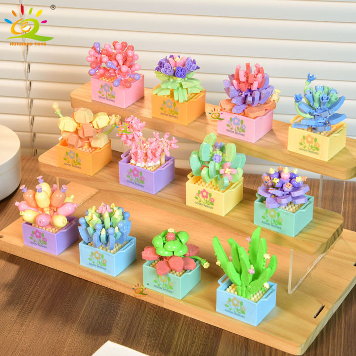 HUIQIBAO%20MOC%20Flower%20Succulent%20Potted%20Model%20Building%20Block%20DIY%20Eternal%20Bouquet%20Home%20Desk%20Plant%20Decor%20Brick%20Girl%20%20Children%20Toy%20-%20Image%204