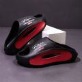 Lightweight EVA men's slide | Black and white cartoon design, exposed toes, comfortable all year round, casual indoor/outdoor us. 