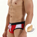 Mens Boxer Swim Briefs Stylish  3D Contour Pouch Color Block Panel Design Elastic Waist Quick Dry Drawstring Swimwear. 