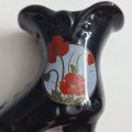 Porcelain Shoe Miniature Black  with red Flowers Boot for home decoration / shoes for home decor. 