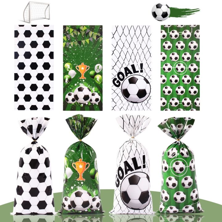 25/50pcs Soccer Theme Candy Wrapping Bags Football Gift Bag Cookie Bag Fans Party Favor Bags for Boys Birthday Party Decor