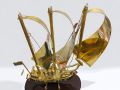 Table Decor Wooden Brass San Felipe Ship Luxurious Decorative Ship Figurine 13 Inch. 