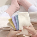 4 pairs of children's socks for autumn and winter, baby's fleece socks for warmth, thickening, boys' and girls' looped socks wit. 