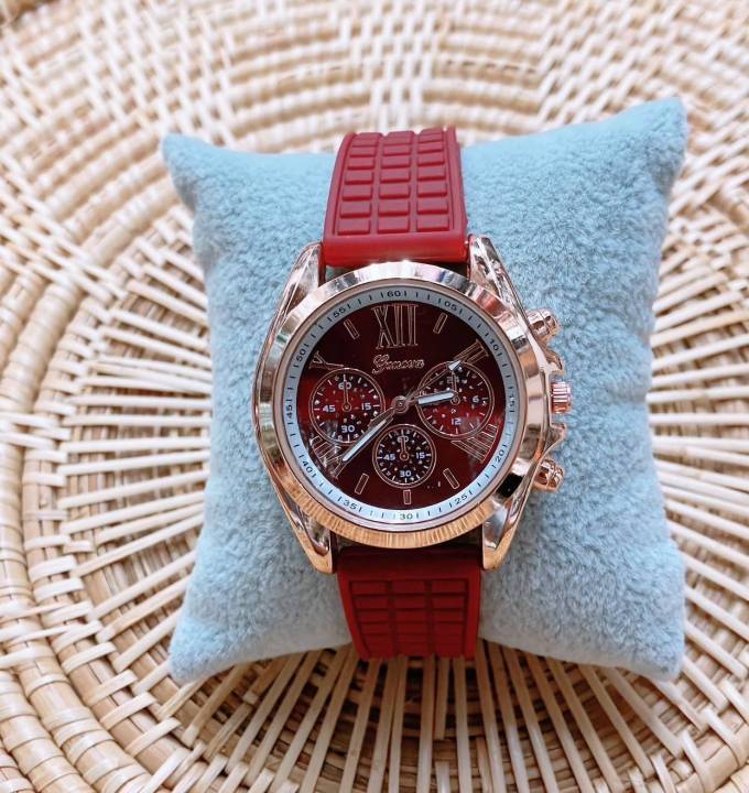 Geneva brand watches, good quality silicone rubber strap, waterproof for women.